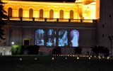 Ben Wood’s 9/11 memorial projected onto the facade of St. Ignatius Church. 
