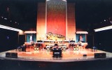 Shinnyo-en Buddhist Temple, Redwood City.
Inside of the Shinnyo-en Buddhist Temple with a statue of St Francis and a statue of a Buddhist Saint facing each other.
